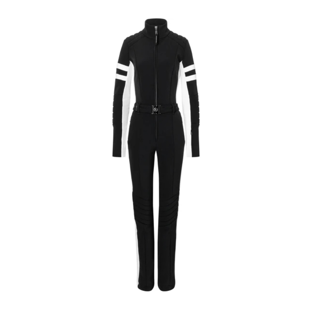 Bogner Black and White Jumpsuit with Striking Arm Stripes